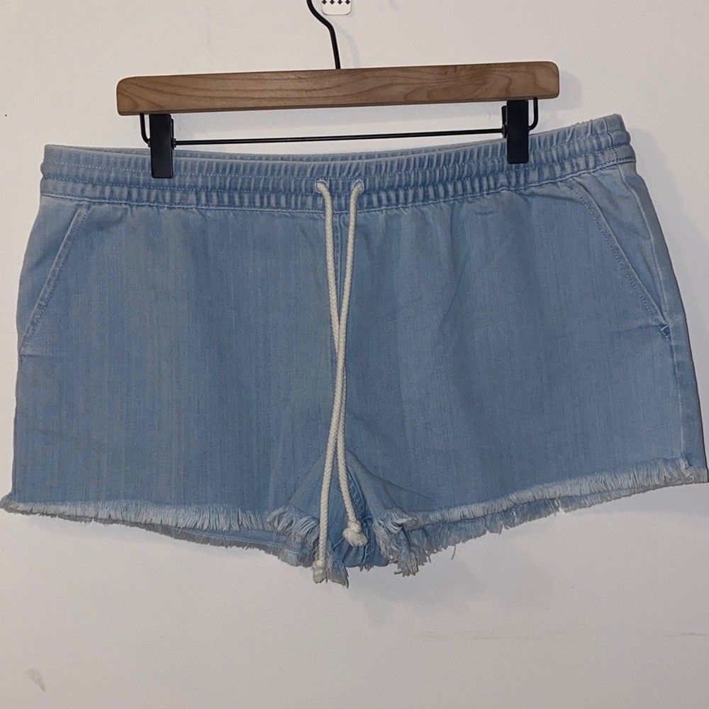 Aerie Chambray Soft Denim Shorts with Drawstring Size XL